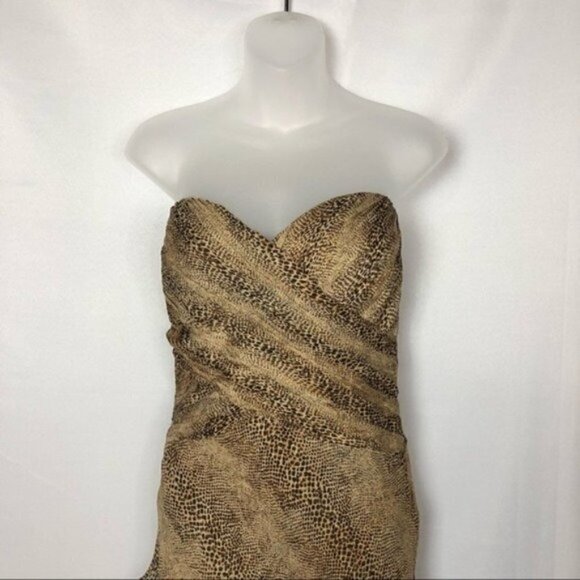 Vintage Chetta B Leopard Print Layered Silk Dress L - Picture 4 of 12